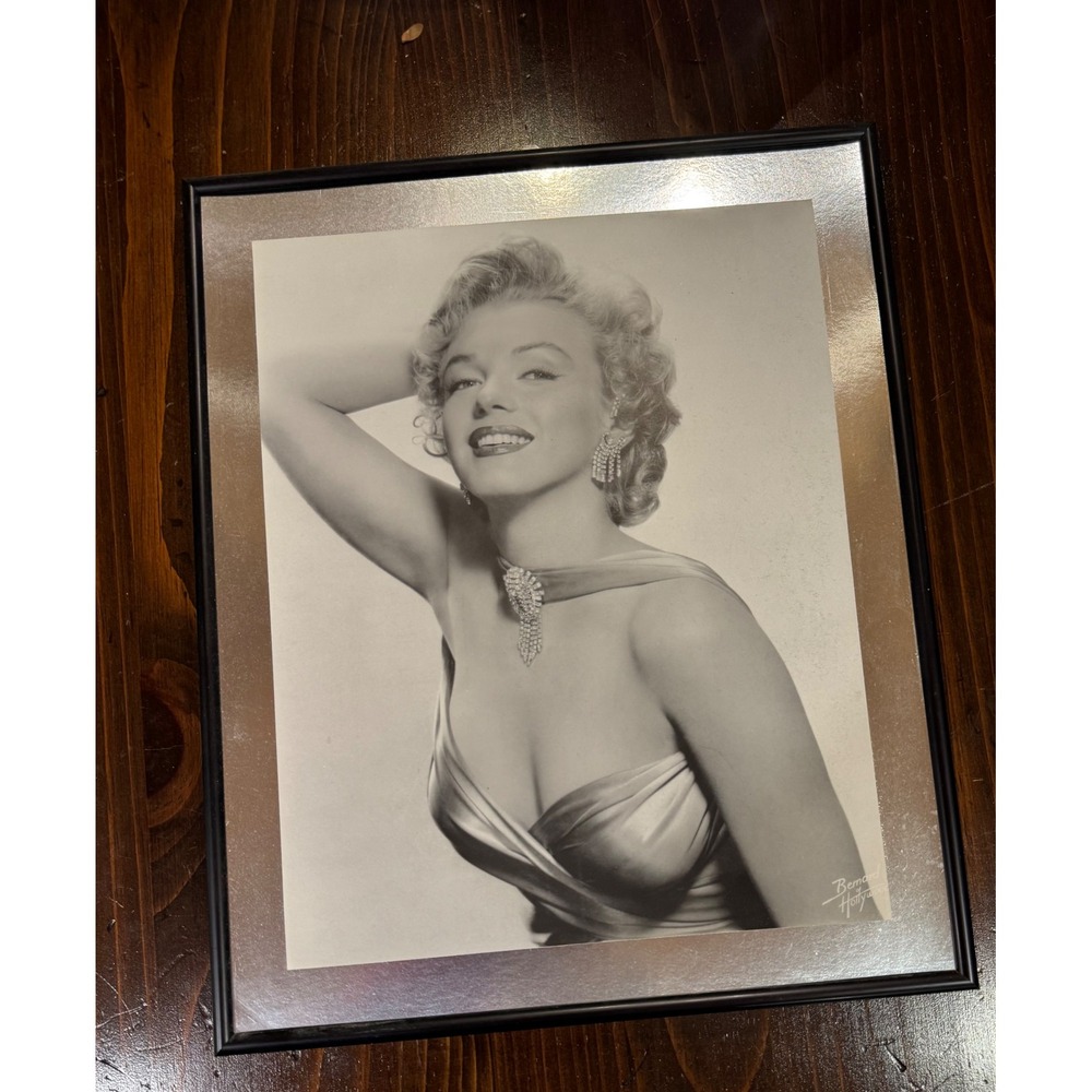 Marilyn Monroe Bernard of Hollywood Framed Black White Portrait Silver Border